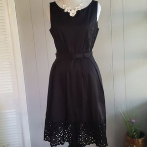 Black Sleeveless Scoop Neck Dress W/Lace Bottom